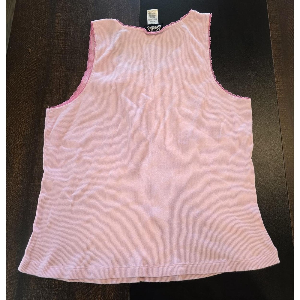 Vintage Barbie Tank Top Light Pink Ribbed Sleep Shirt Lip Kiss XL Y2K Barbiecore - Picture 8 of 8